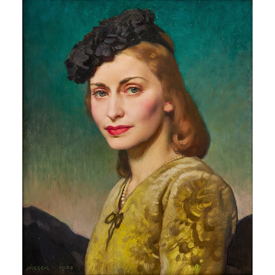 DAVID JAGGER R.O.I (BRITISH 1891-1958) MRS THELMA BADER (WIFE OF WING COMMANDER DOUGLAS BADER, D.S.O., D.F.C.), 1942  Sold for £23,750