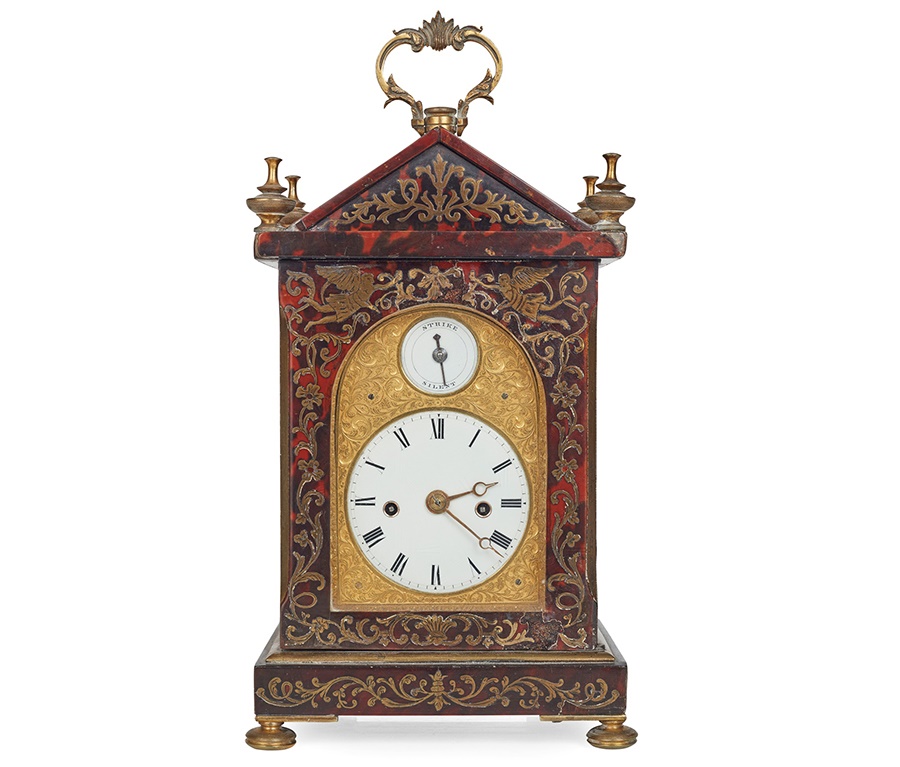 DUTCH BOULLE MARQUETRY SMALL BRACKET CLOCK 19TH CENTURY