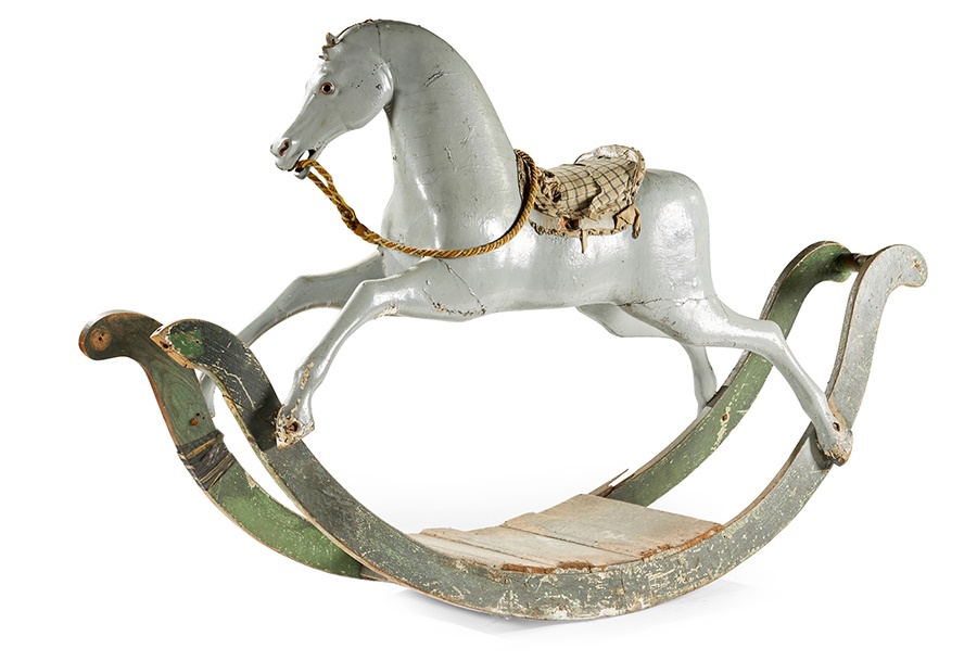 VICTORIAN CARVED AND PAINTED WOOD ROCKING HORSE
