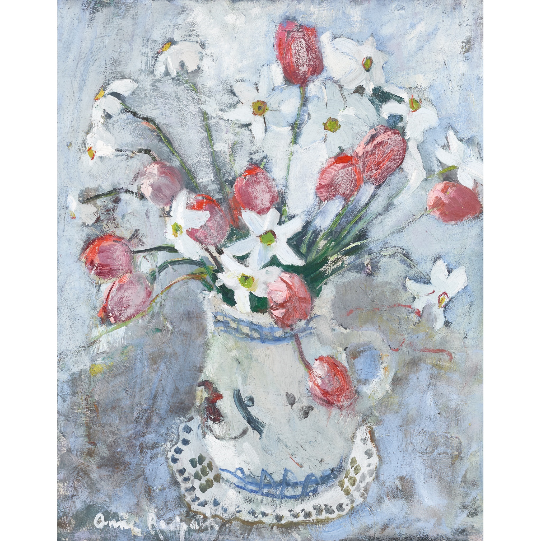 ANNE REDPATH O.B.E., R.S.A., A.R.A., L.L.D., A.R.W.S., R.O.I., R.B.A. (SCOTTISH 1895-1965) STILL LIFE - TULIPS AND LILIES