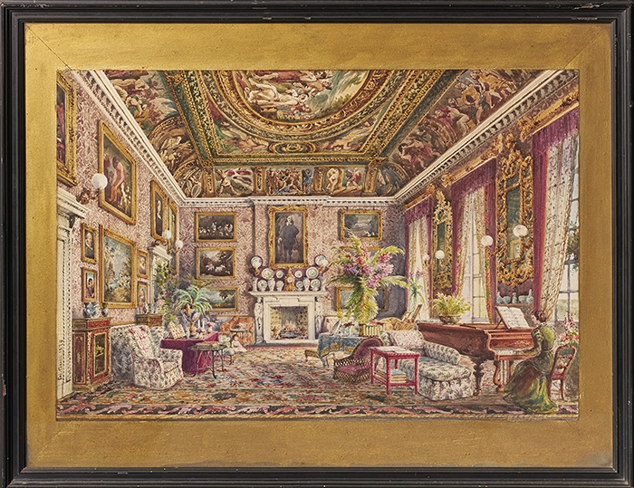 Carelli watercolour of the grand interior of Ossian’s Hall 