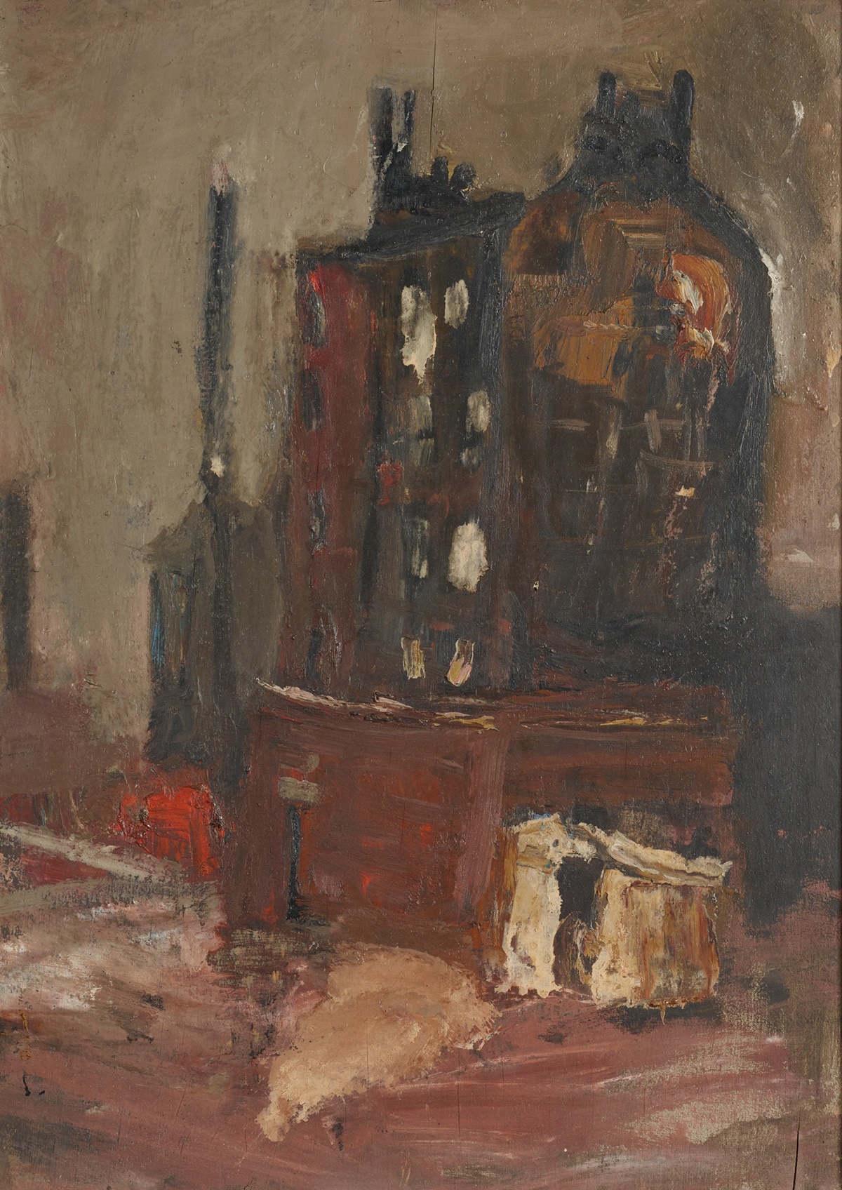LOT 147 | JOAN EARDLEY R.S.A. (SCOTTISH 1921-1963) | A GLASGOW TENEMENT  Oil on board | 38cm x 28cm (15in x 11in) | £8,000 - £12,000 + fees