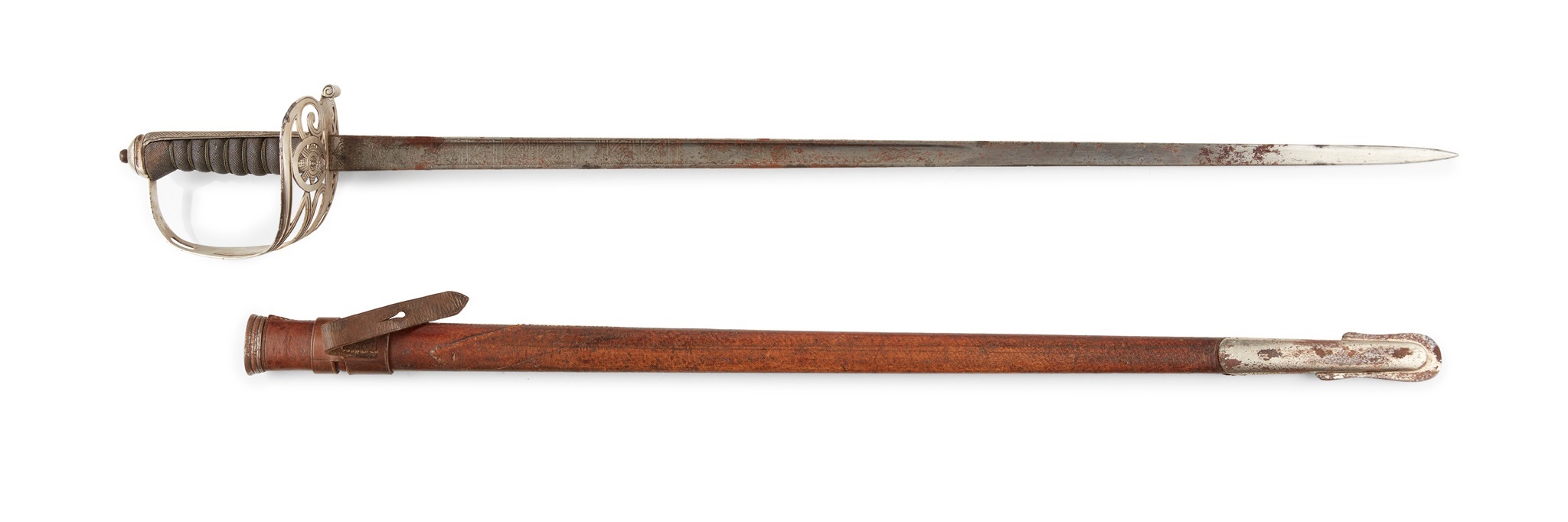 LOT 128 | TWO BRITISH REGIMENTAL OFFICERS SWORDS | LATE 19TH/ EARLY 20TH CENTURY | (2) the larger 102cm long | £300 - £500 + fees
