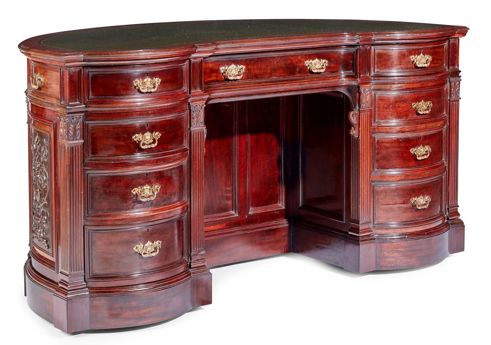 Fine chippendale style mahogany desk by Hampton & Sons.