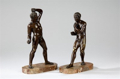 Lot 407 - A pair of bronze figures of athletes after the Antique, probably early 19th century