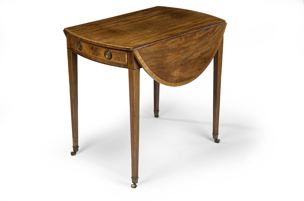 Lot 522 - A George III mahogany, satinwood crossbanded and boxwood lined Pembroke table, late 18th century