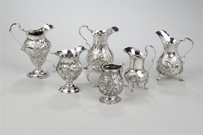 Lot 332 - A collection of five Victorian silver cream jugs, various makers, 2nd half 19th century