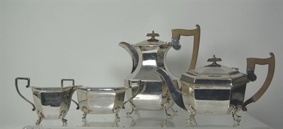 Lot 18 - A matched four piece tea set<br/>By E Viners Sheffield 1934 & 1938