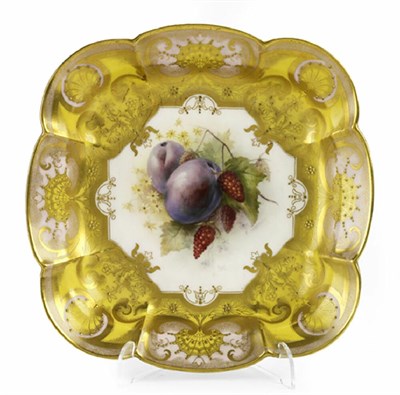 Lot 149 - A Royal Worcester square scalloped dish<br/>By Richard Sebright
