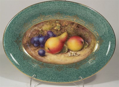 Lot 156 - A Royal Worcester fruit painted oval dish<br/>By Richard Sebright