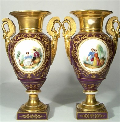 Lot 171 - A pair of 19th century continental porcelain vases