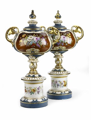 Lot 168 - A pair of large mid 19th century French vases and covers