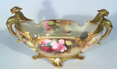 Lot 159 - A Royal Worcester twin handled comport<br/>By W E Janman