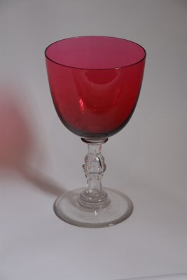 Lot 76 - A large cranberry and clear glass goblet