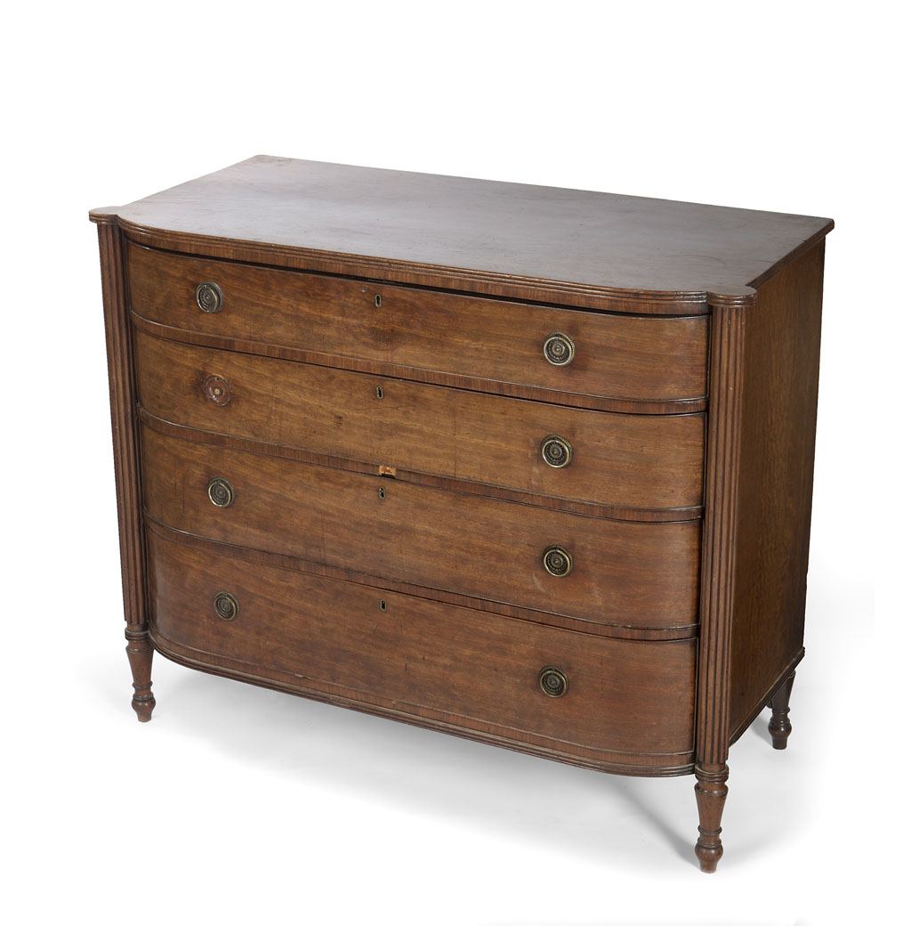 Lot 564 - A Regency mahogany bowfront chest of drawers,...
