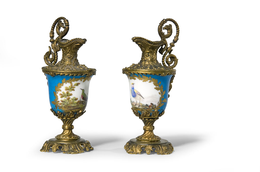 Lot 354 - A pair of French gilt-metal and Sevrès style...