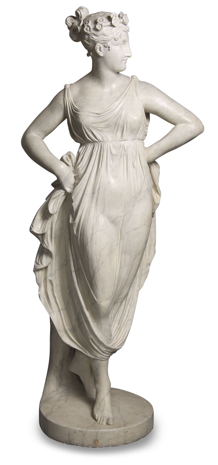 Lot 421 - A large plaster figure of Flora, after Canova,...
