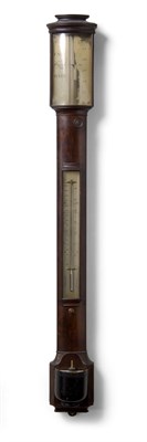 Lot 451 - A George III mahogany bowfront stick barometer, early 19th century