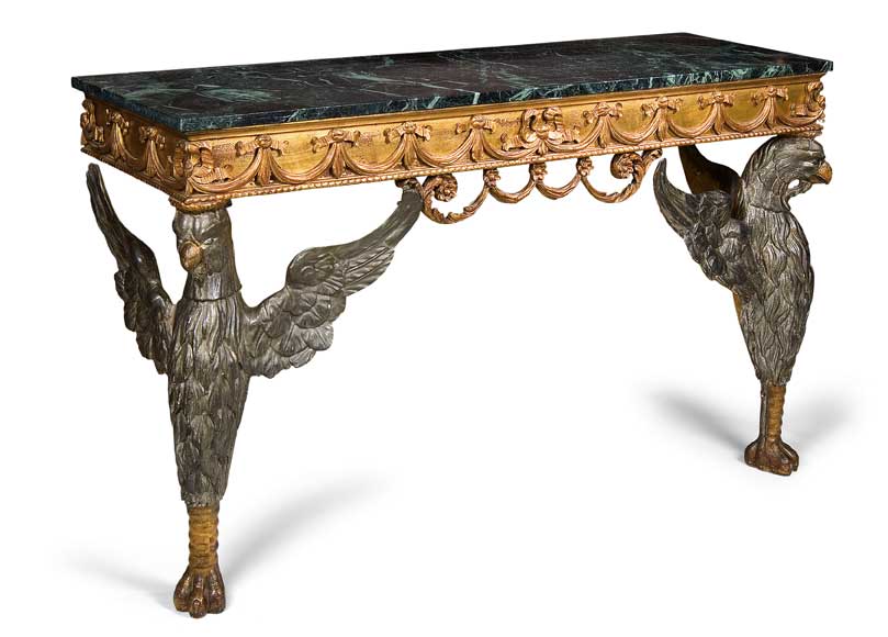 Lot 507 - A pair of carved gilt and silvered wood console tables, in 18th century style