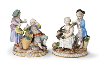Lot 344 - Two Meissen figure groups after Acier and...