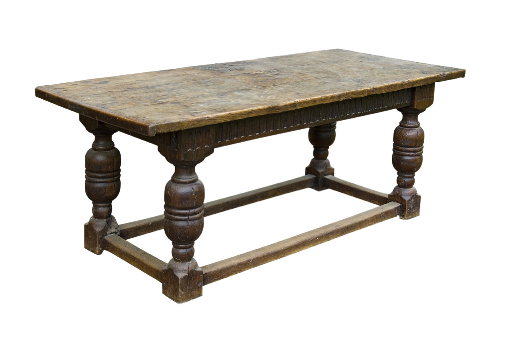 Lot 637 - An oak refectory table, 17th century elements...