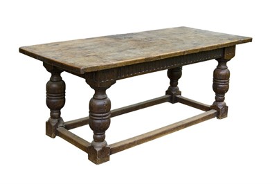 Lot 637 - An oak refectory table, 17th century elements...