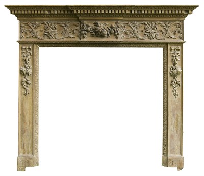 Lot 642 - A stripped pine chimneypiece, in George II...
