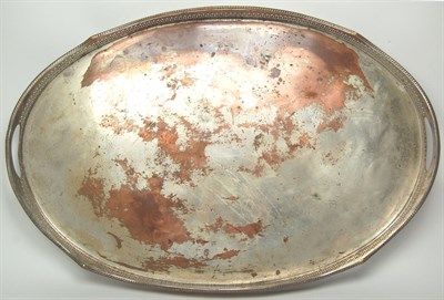 Lot 233 - A large silver plated twin handled tray