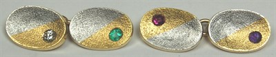 Lot 55 - A pair of multi-gem set acrostic cufflinks