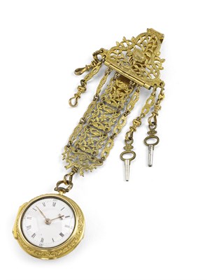 Lot 1 - A late 18th/early 19th century gilt pair cased verge pocket watch and associated chatelaine