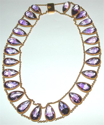 Lot 168 - An Edwardian 9ct gold mounted amethyst set necklace