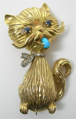 Lot 51 - A 1960's 18ct gold mounted multi-gem set novelty brooch