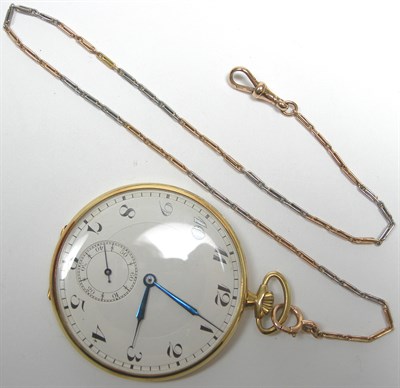 Lot 4 - A 1920's 18ct gold open faced pocket watch