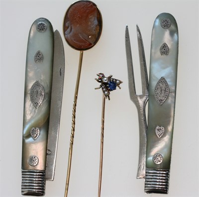 Lot 10 - Two cased Victorian tie pins