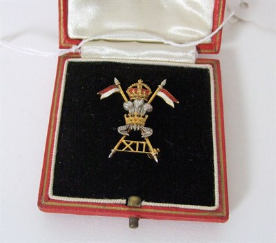 Lot 7 - Gold enamel regimental brooch