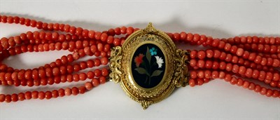 Lot 87 - A Victorian coral and pietra dura choker