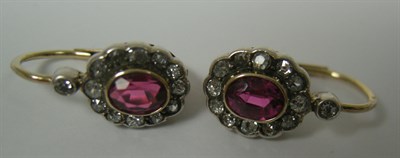 Lot 16 - A pair of late Victorian ruby and diamond earrings