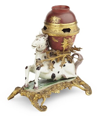 Lot 73 - CHINESE PORCELAIN HORSE WITH FRENCH GILT METAL MOUNTS