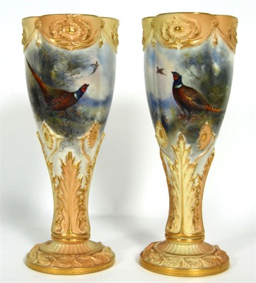 Lot 6 - PAIR OF ROYAL WORCESTER VASES