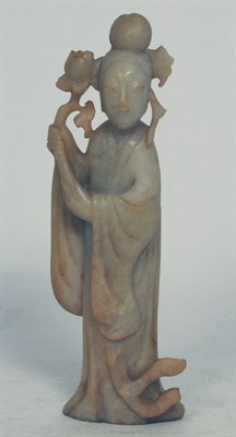 Lot 78 - CHINESE WHITE JADE FIGURE OF A LADY