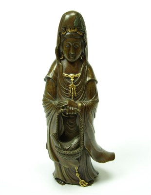 Lot 159 - SMALL JAPANESE MIXED METAL FIGURE OF A DEITY