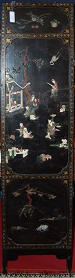 Lot 213 - CHINESE FOUR FOLD LACQUER SCREEN