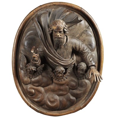 Lot 54 - GERMAN OVAL CARVED WALNUT RELIEF PLAQUE