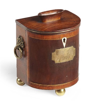 Lot 44 - GEORGE III MAHOGANY AND CROSSBANDED DEMI-LUNE COLLECTIONS BOX