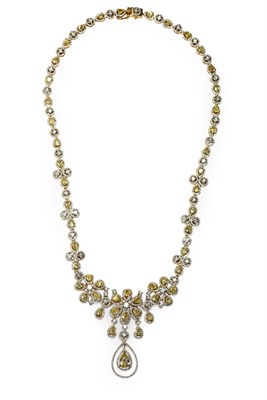 Lot 79 - A yellow and colourless diamond set necklace