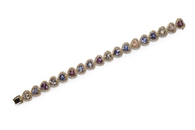 Lot 162 - A multi-coloured sapphire and diamond set bracelet