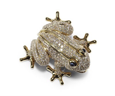 Lot 163 - A sapphire and diamond set novelty brooch/pendant