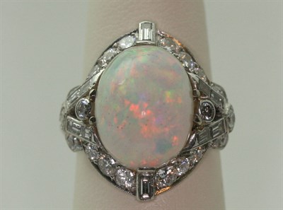Lot 178 - An early 20th century opal and diamond set cocktail ring