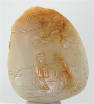 Lot 189 - A large carved jadeite pendant