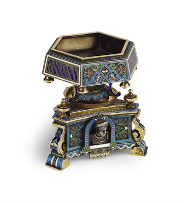 Lot 241 - A late 19th century Russian silver and enamelled salt